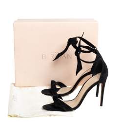 Alexandre Birman Black Suede Clarita Ankle Wrap Sandals Size 39