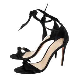 Alexandre Birman Black Suede Clarita Ankle Wrap Sandals Size 39