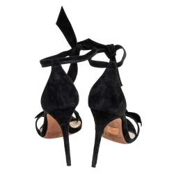 Alexandre Birman Black Suede Clarita Ankle Wrap Sandals Size 39