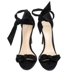 Alexandre Birman Black Suede Clarita Ankle Wrap Sandals Size 39