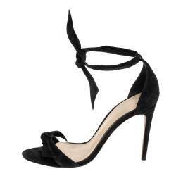Alexandre Birman Black Suede Clarita Ankle Wrap Sandals Size 39