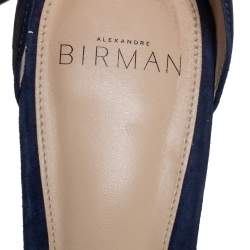 Pre Owned Alexandre Birman Blue Leather And Suede Ankle Wrap Sandals Size 37