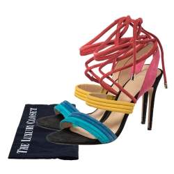Alexandre Birman Multicolor Suede Aurora Ankle Wrap Sandals Size 41