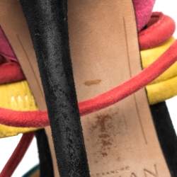 Alexandre Birman Multicolor Suede Aurora Ankle Wrap Sandals Size 41