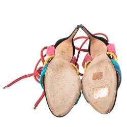 Alexandre Birman Multicolor Suede Aurora Ankle Wrap Sandals Size 41