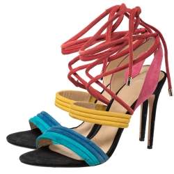 Alexandre Birman Multicolor Suede Aurora Ankle Wrap Sandals Size 41
