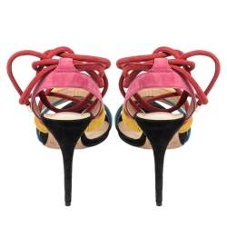 Alexandre Birman Multicolor Suede Aurora Ankle Wrap Sandals Size 41