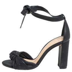 Pre Owned Alexandre Birman Black Leather Bow Ankle Wrap Sandals Size 35