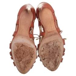 Alexandre Birman Tan Leather Loreta Caged Ankle Booties Size 35