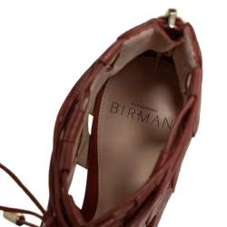 Alexandre Birman Tan Leather Loreta Caged Ankle Booties Size 35