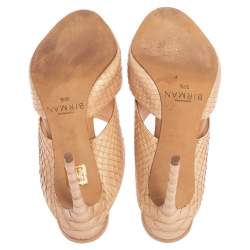 Alexandre Birman Beige Python Slide Sandals Size 38.5
