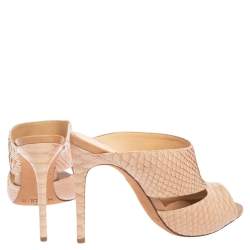 Alexandre Birman Beige Python Slide Sandals Size 38.5