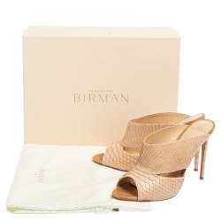 Alexandre Birman Beige Python Slide Sandals Size 38.5