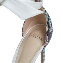 Alexandre Birman White/Multicolor Python and Leather Clarita Ankle Tie Sandals Size 39