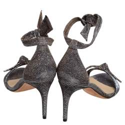 Alexandre Birman Black/Gold Lurex Fabric Clarita Bow Ankle Wrap Sandals Size 38