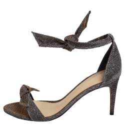 Alexandre Birman Black/Gold Lurex Fabric Clarita Bow Ankle Wrap Sandals Size 38