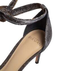 Alexandre Birman Black/Gold Lurex Fabric Clarita Bow Ankle Wrap Sandals Size 38