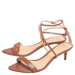 Pre Owned Alexandre Birman Brown Leather Ankle Strap Sandals Size 38.5