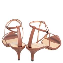 Pre Owned Alexandre Birman Brown Leather Ankle Strap Sandals Size 38.5