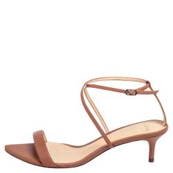 Pre Owned Alexandre Birman Brown Leather Ankle Strap Sandals Size 38.5