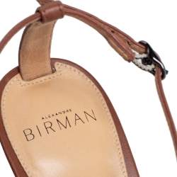 Pre Owned Alexandre Birman Brown Leather Ankle Strap Sandals Size 38.5