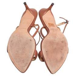 Pre Owned Alexandre Birman Brown Leather Ankle Strap Sandals Size 38.5