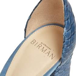 Alexandre Birman Blue Suede, Python Embossed Leather Ankle Wrap  Sandals Size 37.5