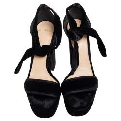 Alexandre Birman Black Velvet Celine Platform Ankle Tie Sandals Size 40