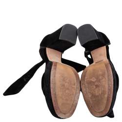 Alexandre Birman Black Velvet Celine Platform Ankle Tie Sandals Size 40
