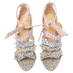 Alexandre Birman Floral Printed Canvas Lolita Knot Strappy Sandals Size 40