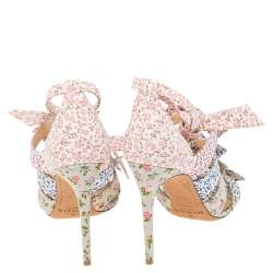 Alexandre Birman Floral Printed Canvas Lolita Knot Strappy Sandals Size 40