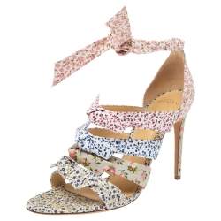 Alexandre Birman Floral Printed Canvas Lolita Knot Strappy Sandals Size 40