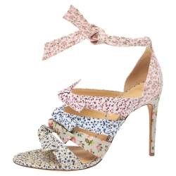 Alexandre Birman Floral Printed Canvas Lolita Knot Strappy Sandals Size 40