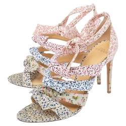 Alexandre Birman Floral Printed Canvas Lolita Knot Strappy Sandals Size 40