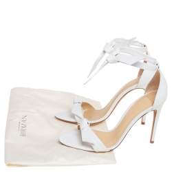 Alexandre Birman White Canvas And Leather Ankle Strap Sandals Size 37.5