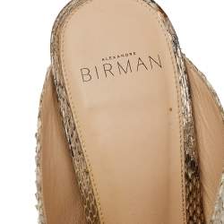 Alexandre Birman Metallic Two Tone Python Leather Open Toe Sandals Size 39