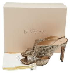 Alexandre Birman Metallic Two Tone Python Leather Open Toe Sandals Size 39