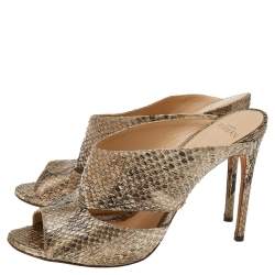 Alexandre Birman Metallic Two Tone Python Leather Open Toe Sandals Size 39