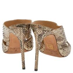 Alexandre Birman Metallic Two Tone Python Leather Open Toe Sandals Size 39