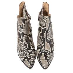 Alexandre Birman White-Brown Python Leather Ankle Boots Size 37