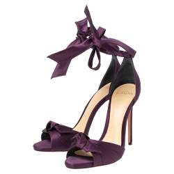 Alexandre Birman Grape Satin Clarita  Ankle Wrap Sandals Size 37