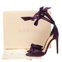 Alexandre Birman Grape Satin Clarita  Ankle Wrap Sandals Size 37