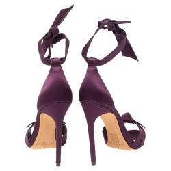 Alexandre Birman Grape Satin Clarita  Ankle Wrap Sandals Size 37