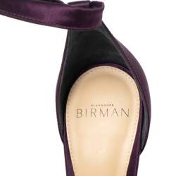 Alexandre Birman Grape Satin Clarita  Ankle Wrap Sandals Size 37