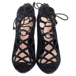 Alexandre Birman Black Suede  Caged Sandals Size 37.5