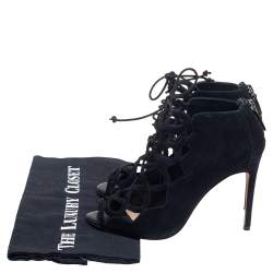 Alexandre Birman Black Suede  Caged Sandals Size 37.5