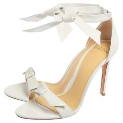 Alexandre Birman White Leather Clarita Ankle Wrap Sandals Size 39