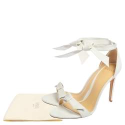 Alexandre Birman White Leather Clarita Ankle Wrap Sandals Size 39