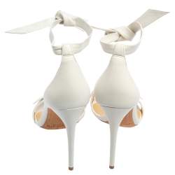 Alexandre Birman White Leather Clarita Ankle Wrap Sandals Size 39