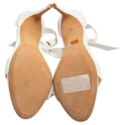 Alexandre Birman White Leather Clarita Ankle Wrap Sandals Size 39